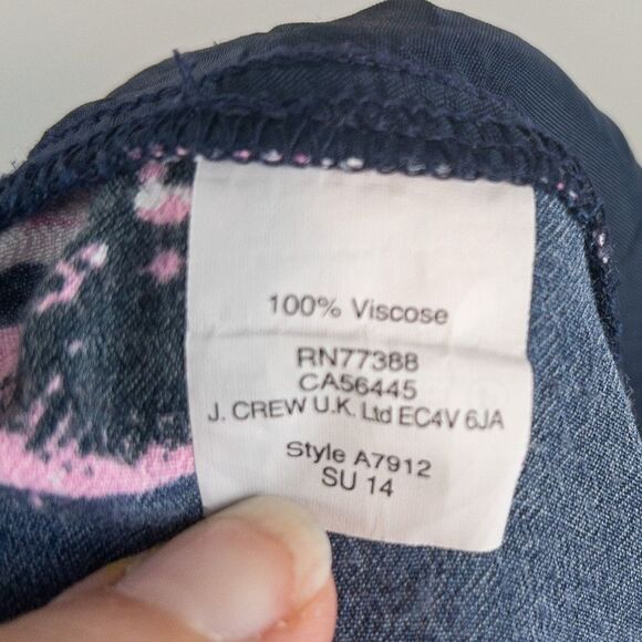 𝅺J Crew Factory Womens Size 4 Blue Floral Soft Pull On Pants Cuffed Lightweight - Picture 6 of 8